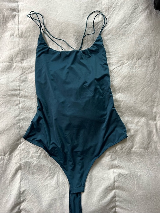 Le Lis Tops - Teal Blue Stringy Back Bodysuit